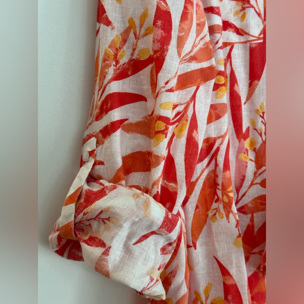 Emily Daniels Top Palms Print ButtonDown Blouse Colorful Size XL NEW WITHOUT TAG - Picture 2 of 8